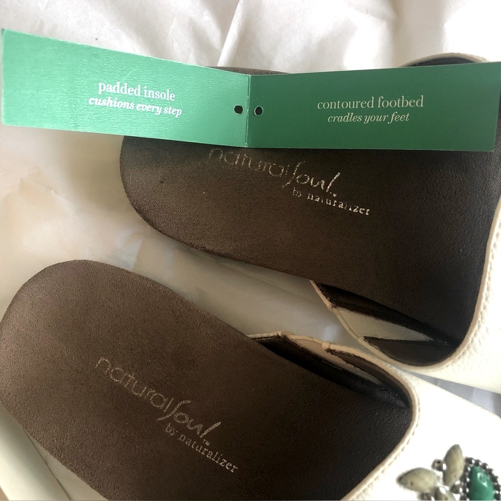 Women's White and Green Embellished Comfort Sandals - Picture 7 of 10